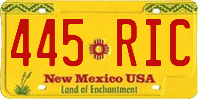 NM license plate 445RIC