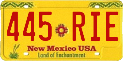 NM license plate 445RIE