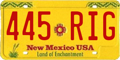 NM license plate 445RIG
