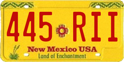 NM license plate 445RII