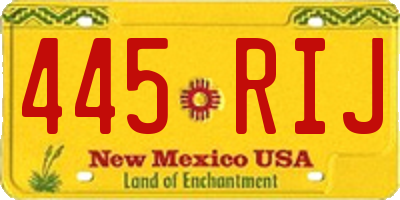 NM license plate 445RIJ