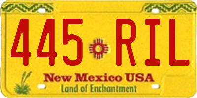 NM license plate 445RIL