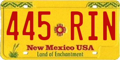NM license plate 445RIN