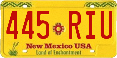 NM license plate 445RIU