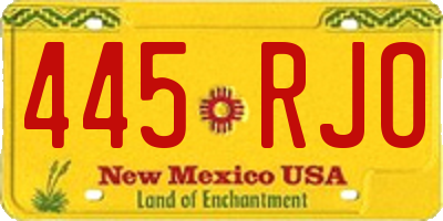 NM license plate 445RJO
