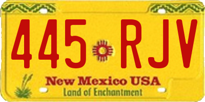 NM license plate 445RJV
