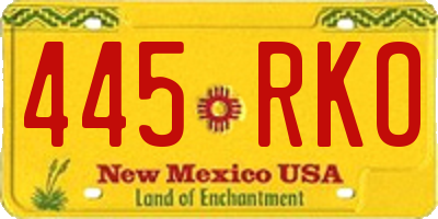 NM license plate 445RKO