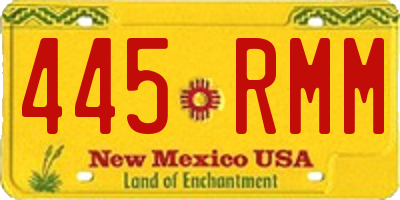 NM license plate 445RMM