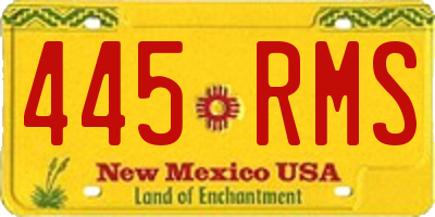 NM license plate 445RMS
