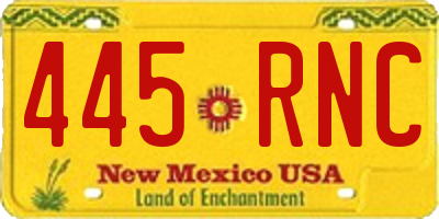NM license plate 445RNC