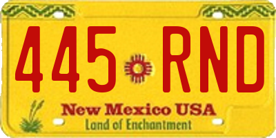 NM license plate 445RND