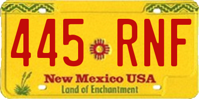NM license plate 445RNF