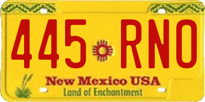 NM license plate 445RNO