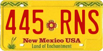NM license plate 445RNS