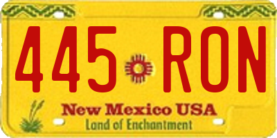 NM license plate 445RON