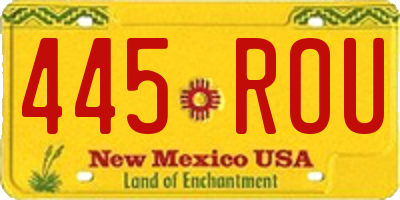 NM license plate 445ROU