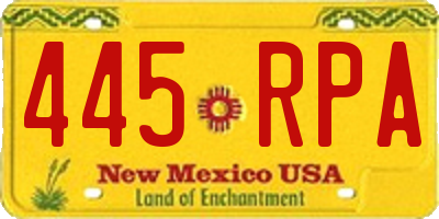 NM license plate 445RPA