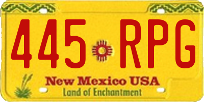 NM license plate 445RPG