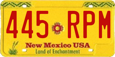 NM license plate 445RPM