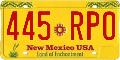 NM license plate 445RPO
