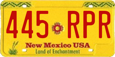 NM license plate 445RPR