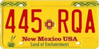 NM license plate 445RQA