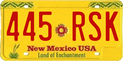 NM license plate 445RSK