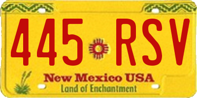 NM license plate 445RSV