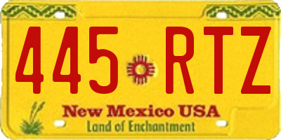 NM license plate 445RTZ