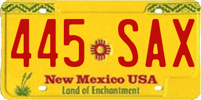 NM license plate 445SAX