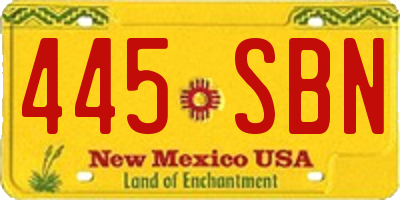 NM license plate 445SBN