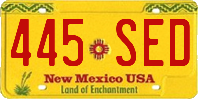 NM license plate 445SED