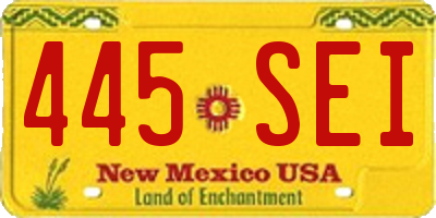 NM license plate 445SEI