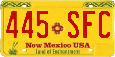 NM license plate 445SFC