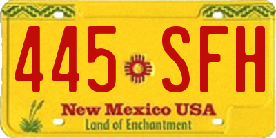 NM license plate 445SFH
