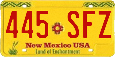 NM license plate 445SFZ