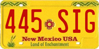 NM license plate 445SIG