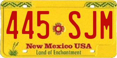 NM license plate 445SJM