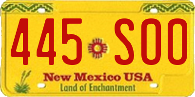 NM license plate 445SOO