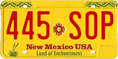 NM license plate 445SOP