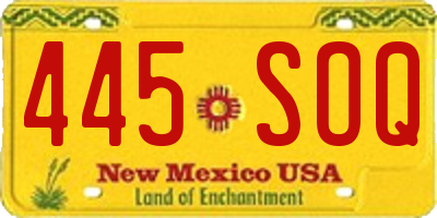 NM license plate 445SOQ