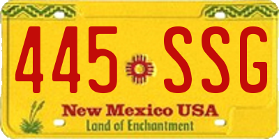 NM license plate 445SSG