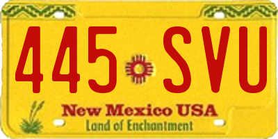 NM license plate 445SVU