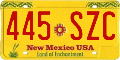 NM license plate 445SZC