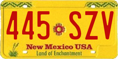 NM license plate 445SZV