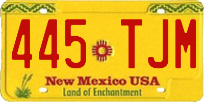 NM license plate 445TJM