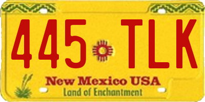 NM license plate 445TLK