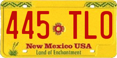 NM license plate 445TLO