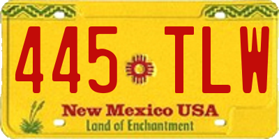 NM license plate 445TLW