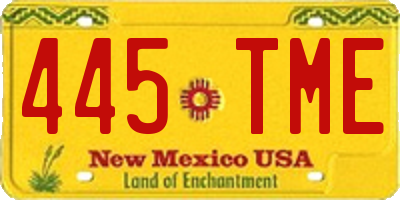 NM license plate 445TME